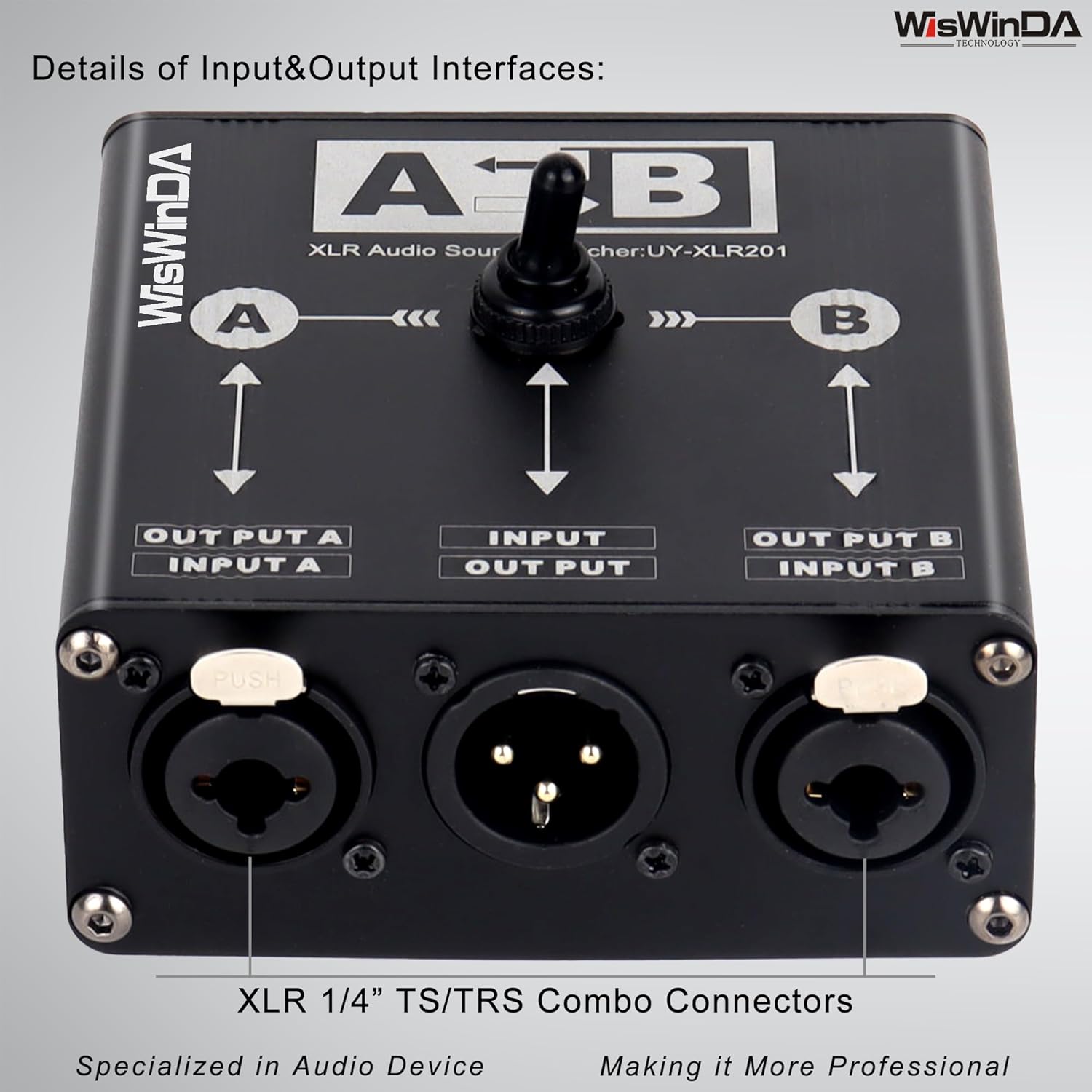 Pro XLR TS/TRS Passive A/B Switch Box Passive Full-Duplex Operation Design Balanced Stereo... image
