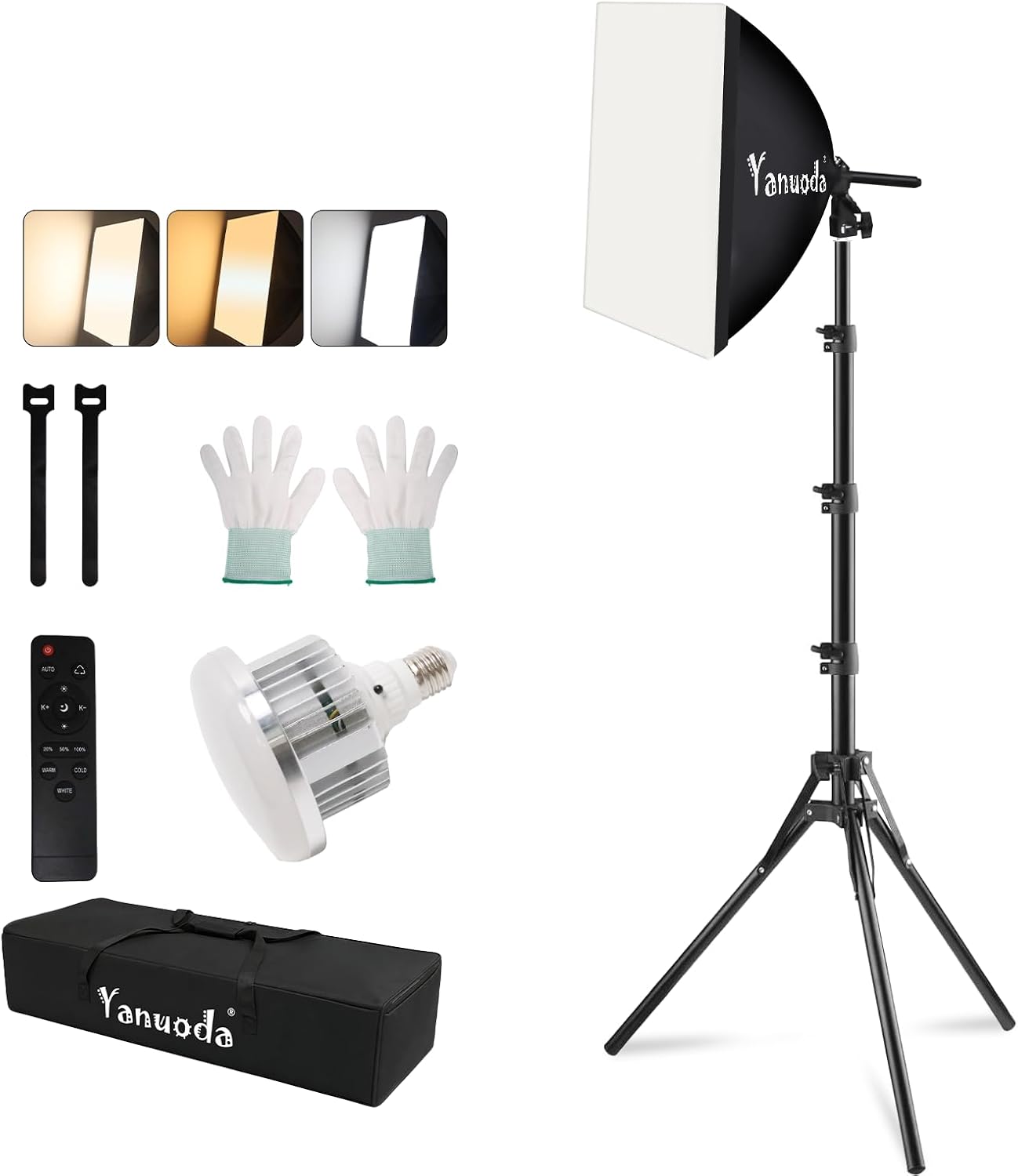 Professional 16''x16'' Softbox Lighting Kit - Studio Light Photography with Remote...