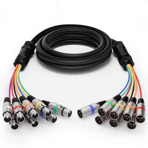 Professional 8 Channel XLR Snake Cables 10FT, Noise Free and Long-Lasting Snake Cable, All...