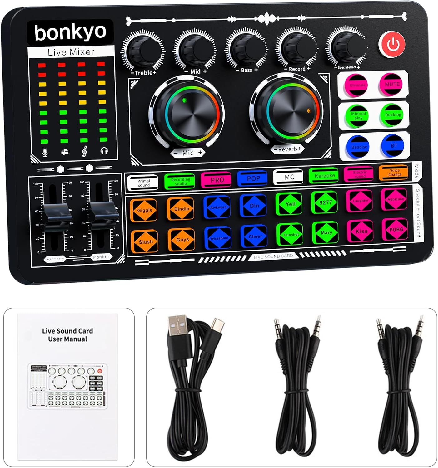 Professional Audio Mixer, F999 Live Sound Card With Dj Mixer For...
