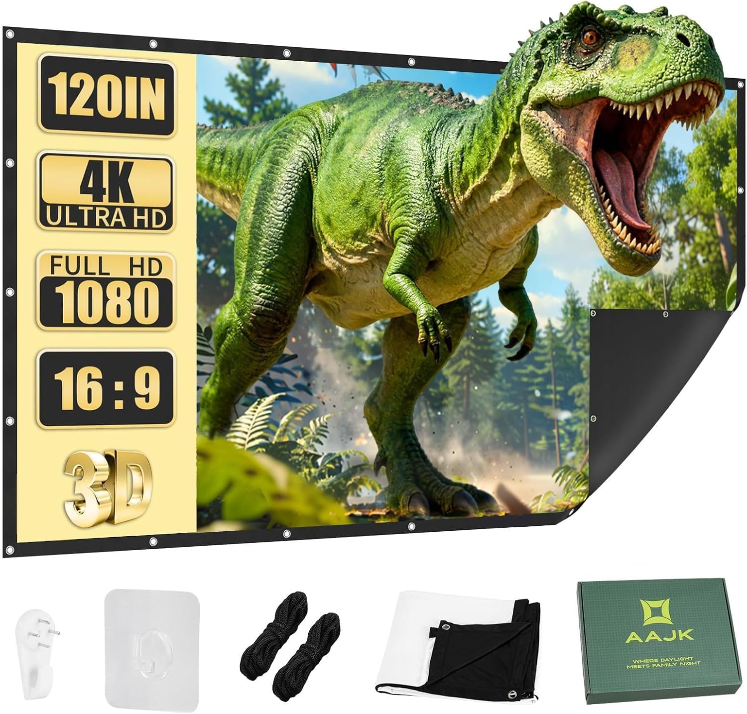 Projection Screen, 4K Movie Projector Screen 16:9 HD Foldable Anti-Crease Portable...