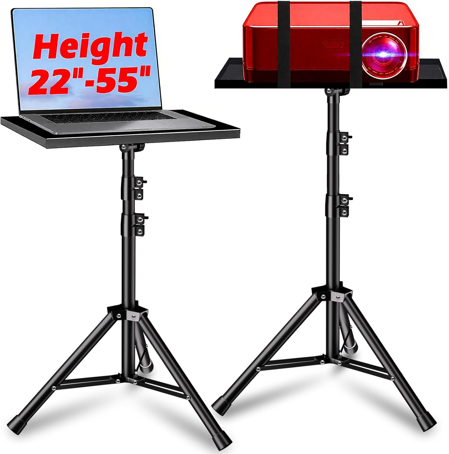 Projector Stand, 33LB Load Bearing & 22-55" Height Adjustable, for Projector/Laptop/DJ Gear...