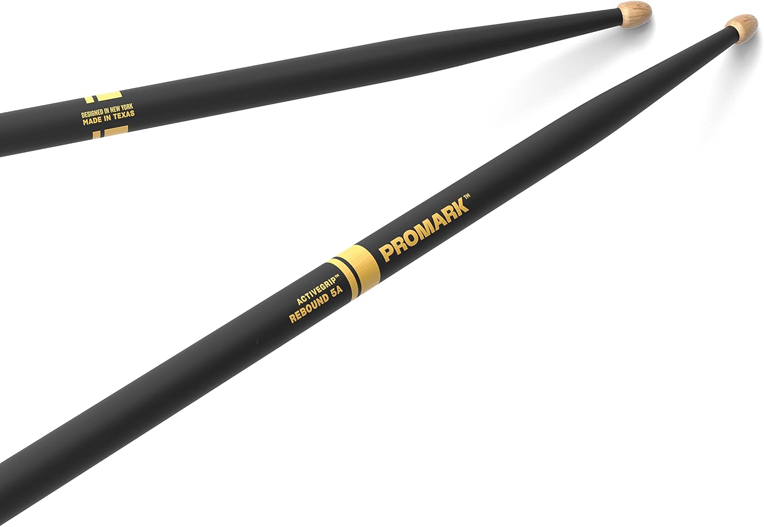 ProMark Forward Rebound 5A ActiveGrip Drumsticks, R5AAG, Tacky Active Grip Finish, Black...