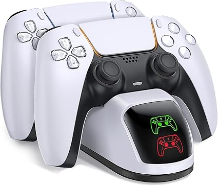 PS5 Controller Charging Station, PlayStation 5 Dualsense Charger Dock with Dual Stand...