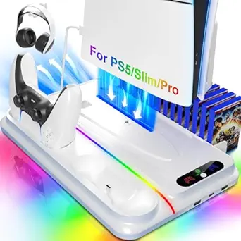 PS5 Cooling Station for PS5/Slim/Pro Disc Digital Console,PS5 Fan Cooling Fan with Dual PS 5...
