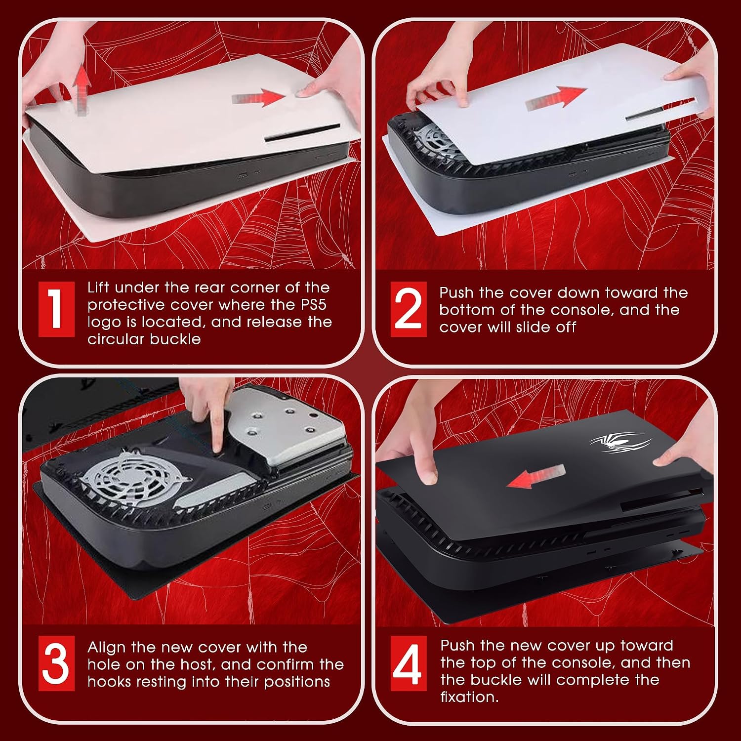 PS5 Cover Plates and Faceplate for PS5 Disc Edition, Compatible with PlayStation 5 Original...