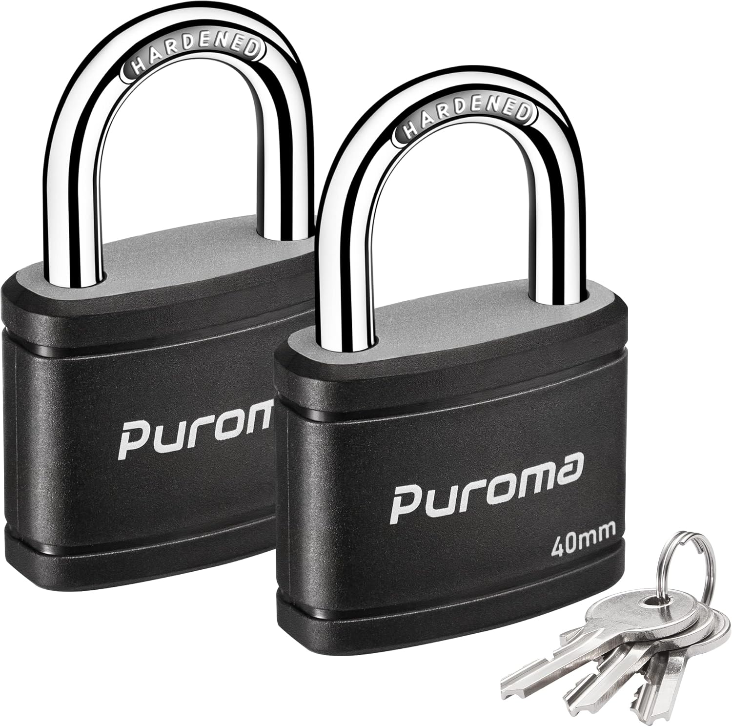 Puroma 2 Pack Keyed Padlock with 3 Keys Alike, 7/8 Inch Locker Lock 40mm Heavy-Duty Locks...