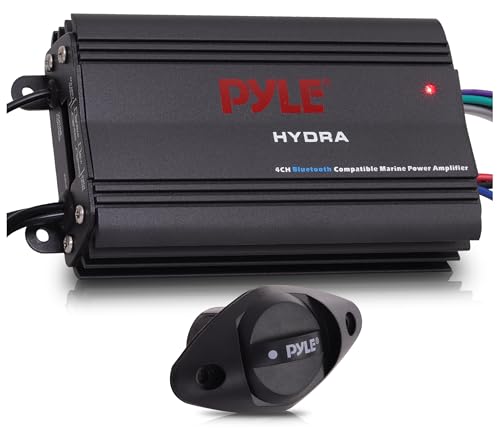 Pyle 200W RMS 4-Channel Marine Amplifier - Bluetooth Wireless Audio Streaming - Waterproof...