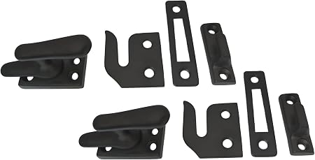 QCAA Solid Brass Casement Fastener Window Lock, Small, Matte Black, 2 Pack image