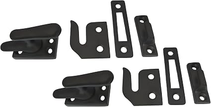 QCAA Solid Brass Casement Fastener Window Lock, Small, Matte Black, 2 Pack image