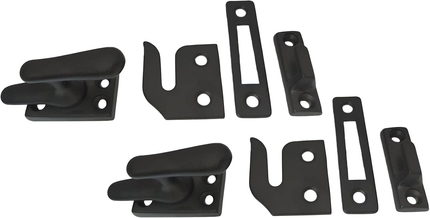 QCAA Solid Brass Casement Fastener Window Lock, Small, Matte Black, 2 Pack