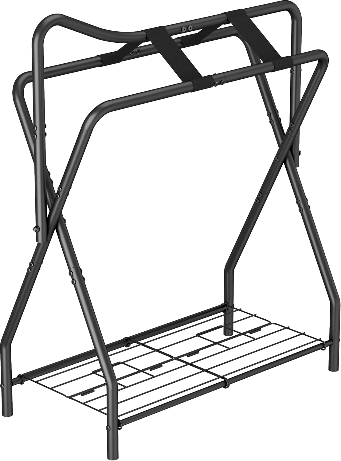 Queension Horse Saddle Rack for English Saddle, Foldable Saddle Stand with Bottom Storage...