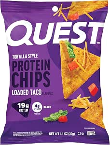 Quest Nutrition Loaded Taco Tortilla Style Protein Chips, 19g Protein, 4g Net Carb, Low... image