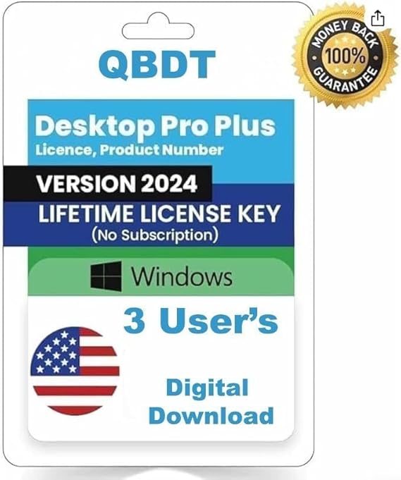 Quick-Books Desktop Pro "Plus" 2024 | 3 User | LIFETIME Version | NO DVD | Amazon Message...