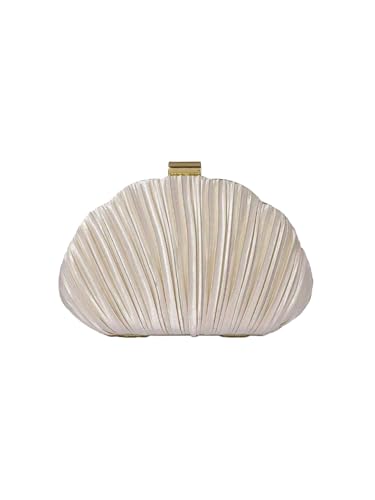 QWINEE Women's Shell Shaped Clutch Purse Ruched Mini Crossbody Bag Elegant Evening Handbag...