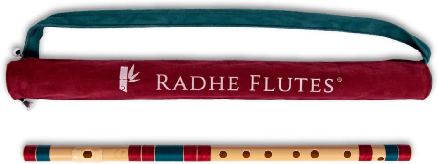 Radhe Flutes | C Sharp Right Handed Middle Bansuri | Maroon & Dark Green | Tuned With...