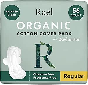 Rael Pads for Women, Organic Cotton Cover - Moderate Absorbency, Feminine Care, Ultra Thin...