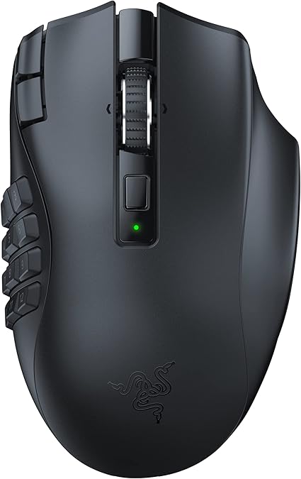 Razer Naga V2 HyperSpeed Wireless MMO Gaming Mouse: 19 Programmable Buttons - HyperScroll...