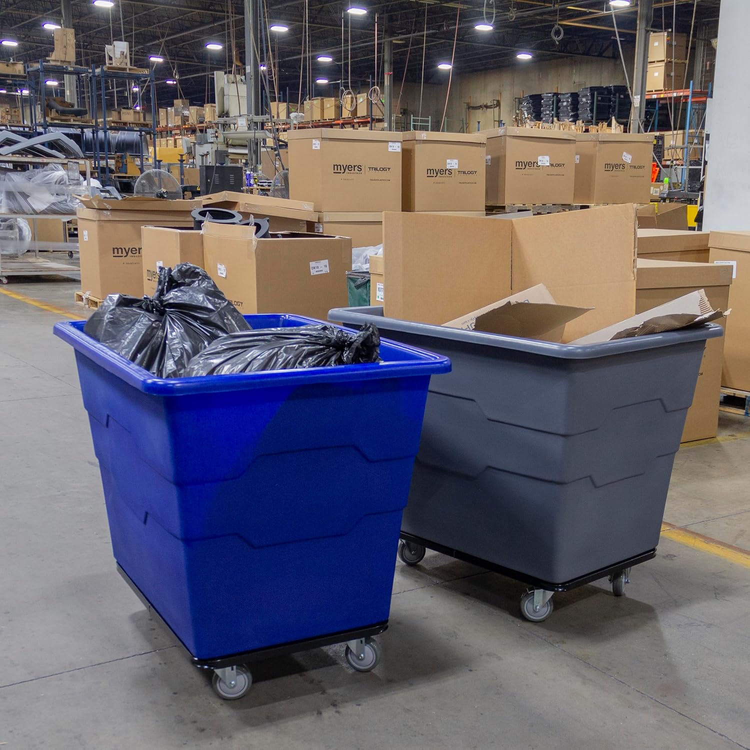ReadySpace Commercial 16 Bushel Utility Cart with Steel Base, Poly Box Basket Truck, Laundry... image