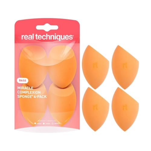 Real Techniques Miracle Complexion Sponge, 4 Pack, For Applying Liquid & Cream Foundation...