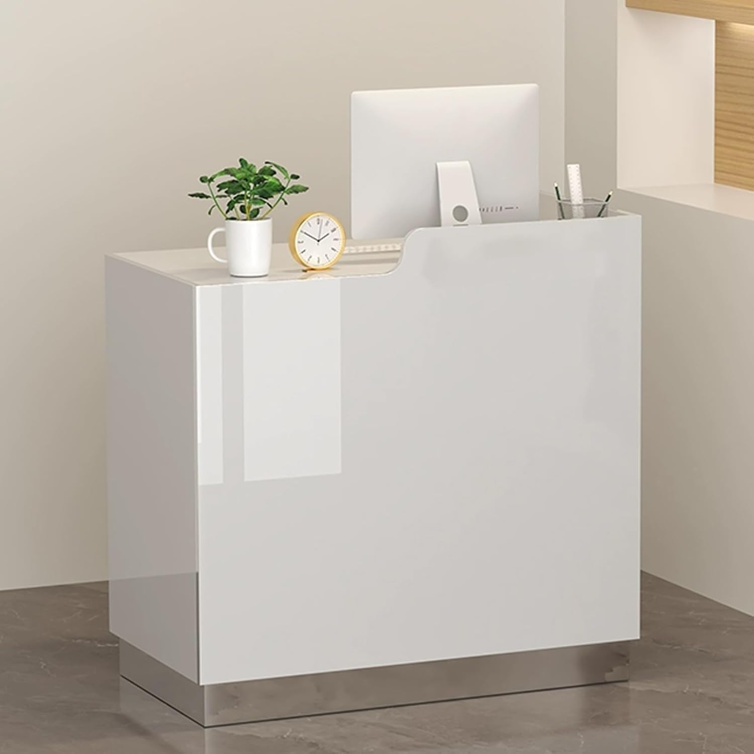 Reception Desk, Reception Counter Desk with Counter, Office Standing Front Table with...