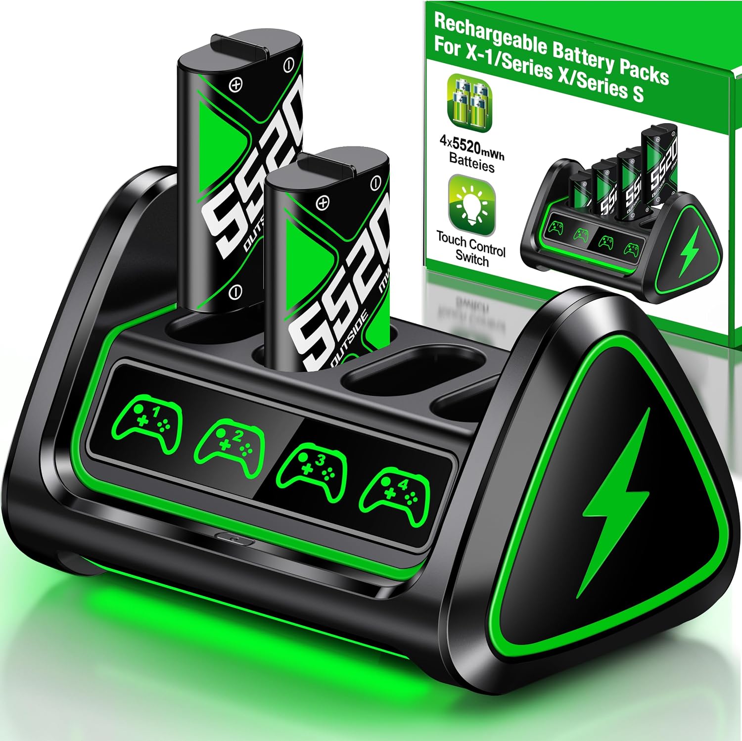 Rechargeable Battery Pack for Xbox One/Xbox Series X|S, 4 x 5520mWh Rechargeable Batteries...