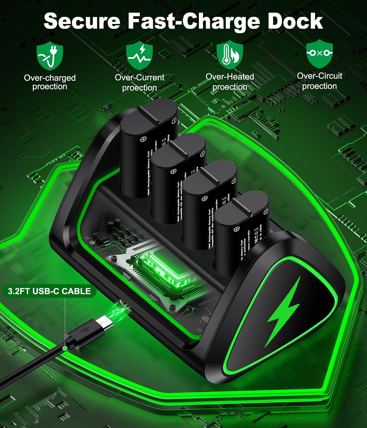 Rechargeable Battery Pack for Xbox One/Xbox Series X|S, 4 x 5520mWh Rechargeable Batteries... image