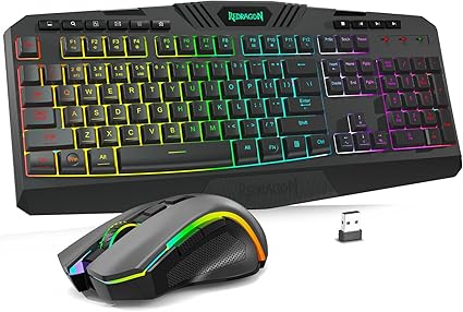Redragon S101M-KS Gaming Keyboard and Mouse Wireless with Tri-Mode, RGB Keyboard and 4800...