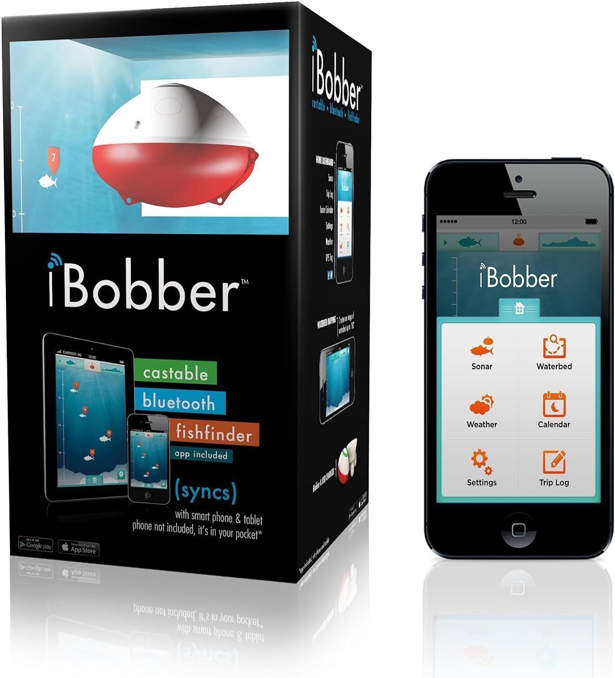 Reelsonar iBobber portable wireless bluetooth fish finder depth finder with depth range of...