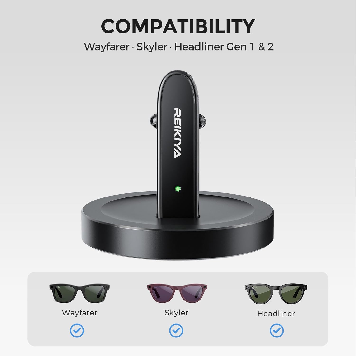 REIKIYA Charging Stand for Ray-Ban Meta Smart Glasses (Gen 1 & 2), Portable Charging Dock... image