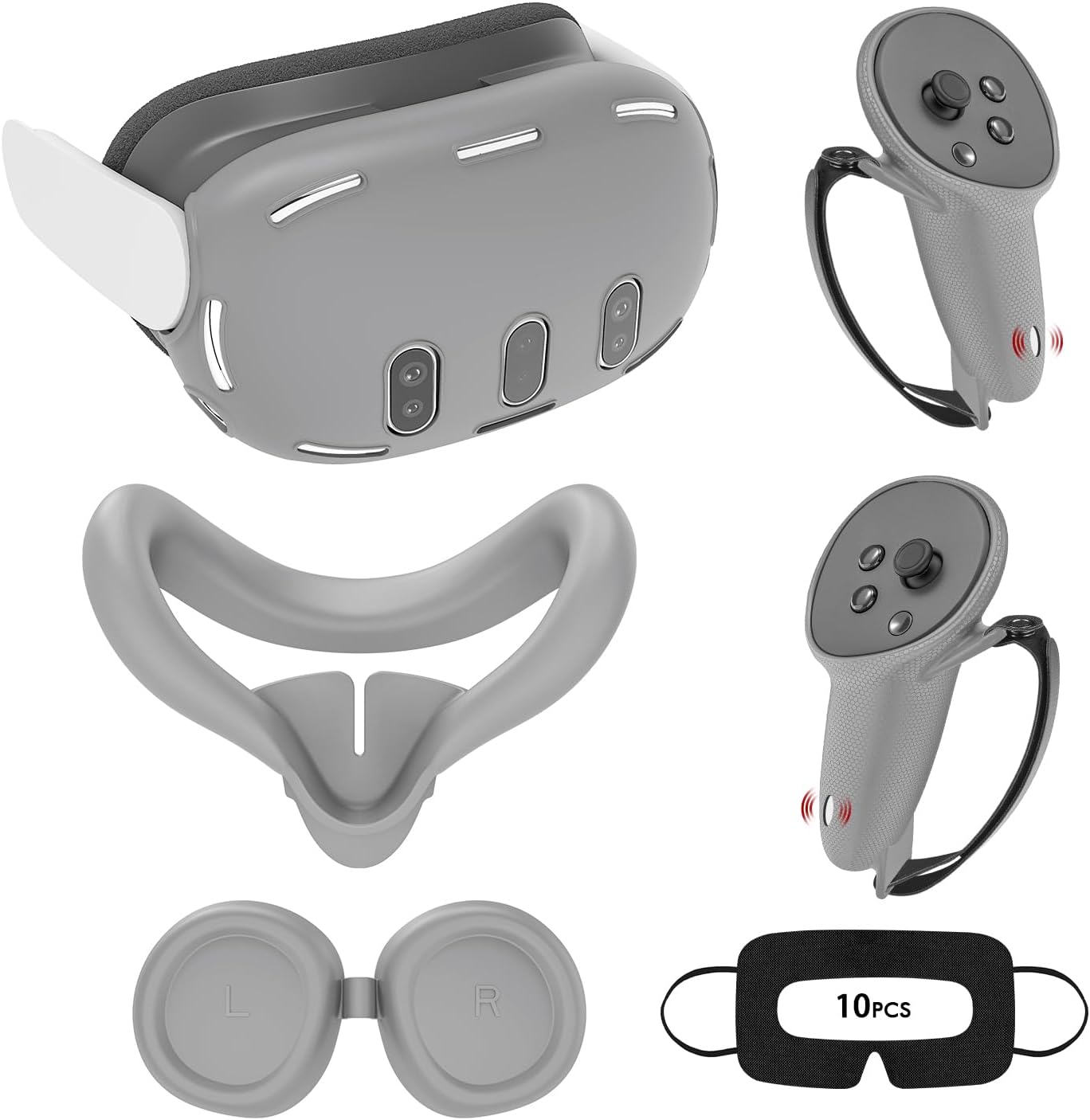 Relohas Deluxe 5 in 1 Silicone Accessories for Meta Quest 3, VR Protective Case Set for...