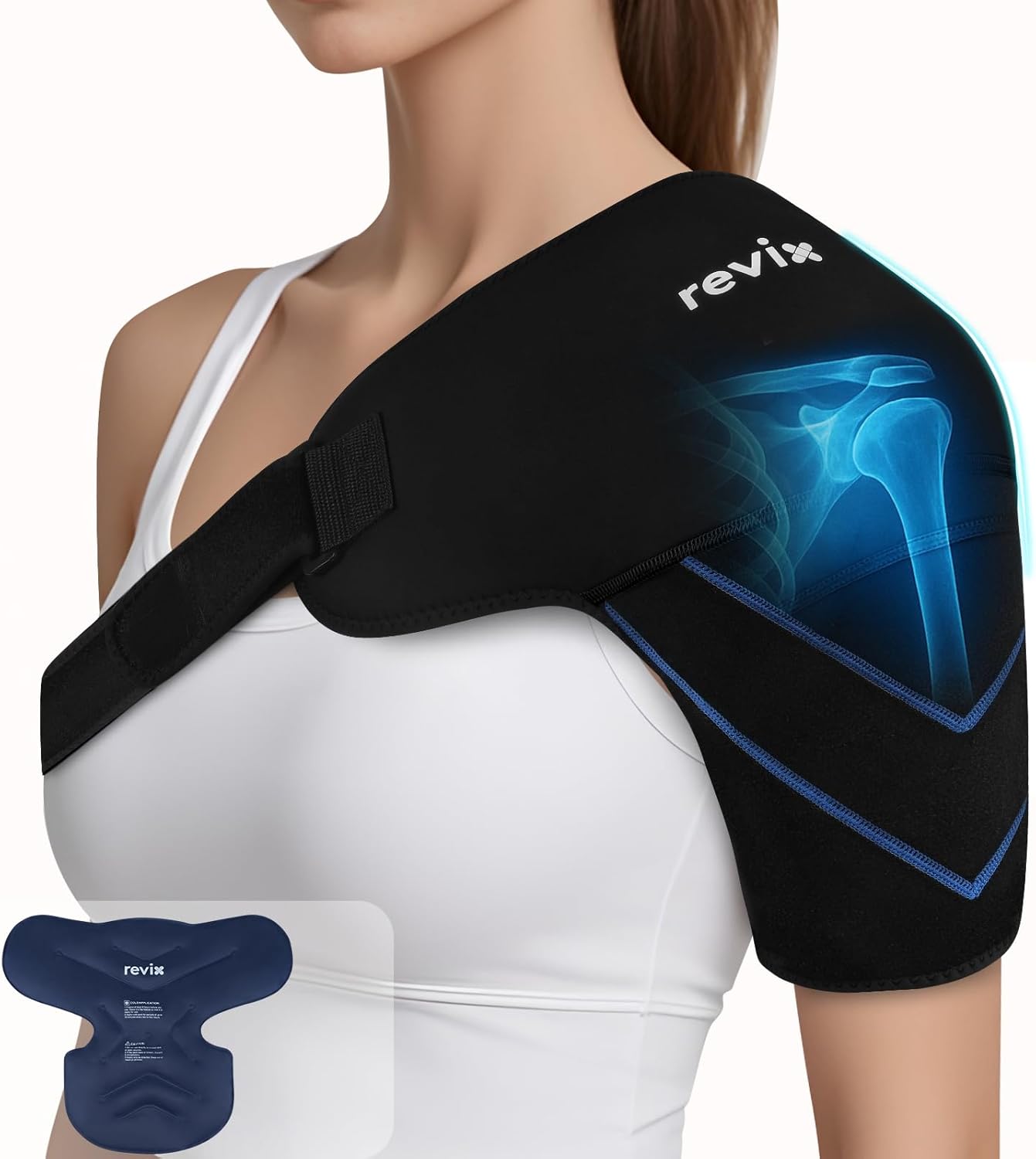 REVIX Shoulder Ice Pack Wrap, Ice Shoulder Brace for Rotator Cuff and Arm, Reusable Gel Cold...