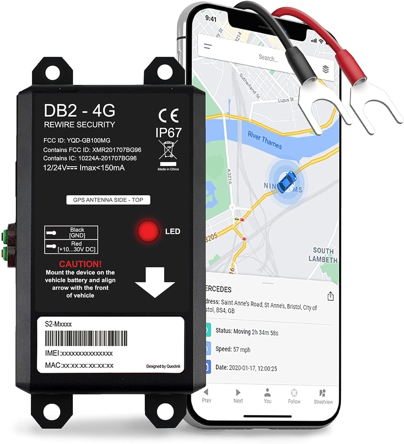 REWIRE SECURITY DB2-4G GPS Tracker for Vehicles – Real-Time Vehicle Tracking Device for...