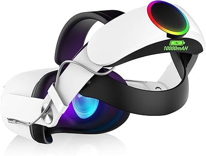 RGB Head Strap for Oculus/Meta Quest 2 Head Strap with Battery 10000mAh Pack for Extended 8...