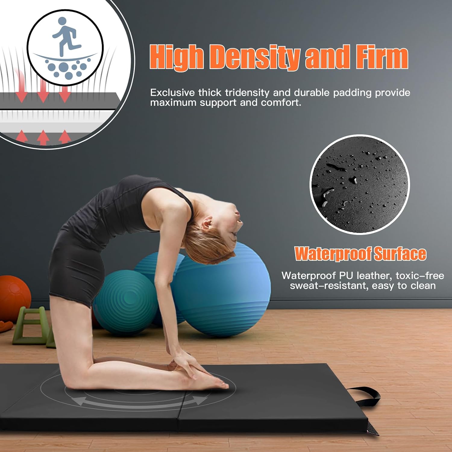 RitFit Upgraded Folding Exercise Mat, 2 Inch Thick Gymnastics Mat... image