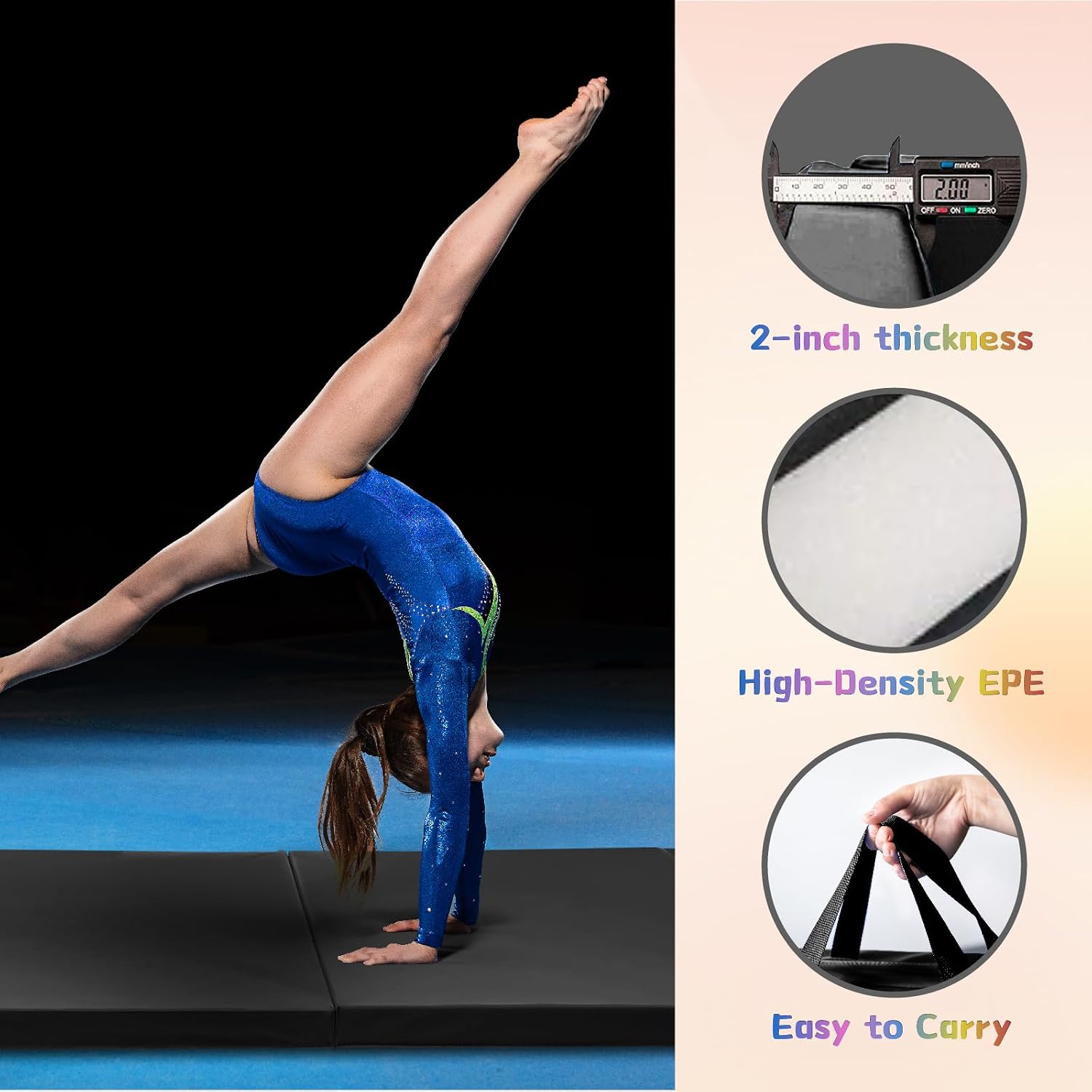 RitFit Upgraded Folding Exercise Mat, 2 Inch Thick Gymnastics Mat... image