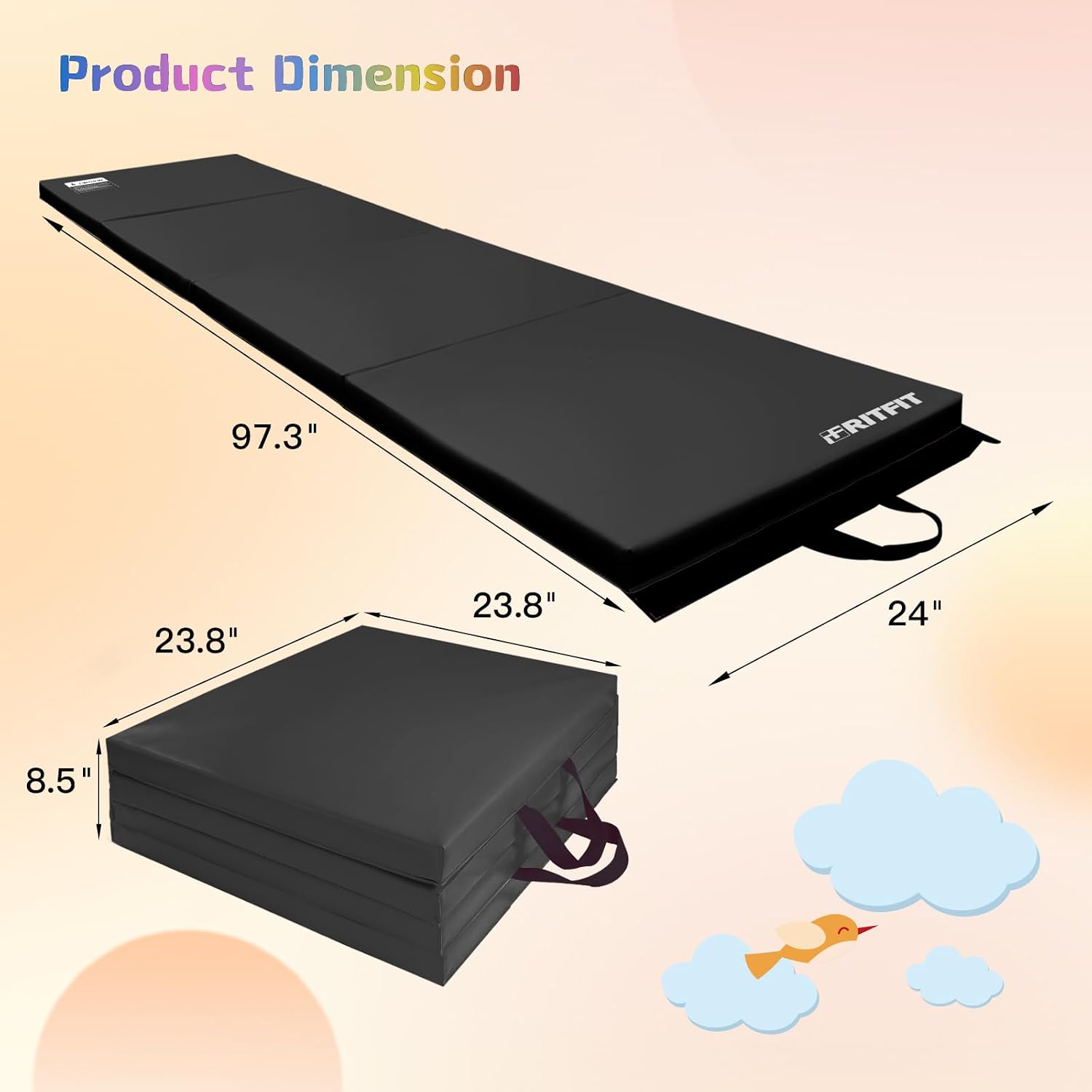 RitFit Upgraded Folding Exercise Mat, 2 Inch Thick Gymnastics Mat... image