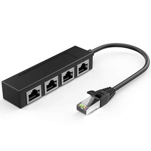 RJ45 1 Male to 4 x Female LAN Splitter Adapter Cable Suitable Super Cat6, Ethernet Splitter...