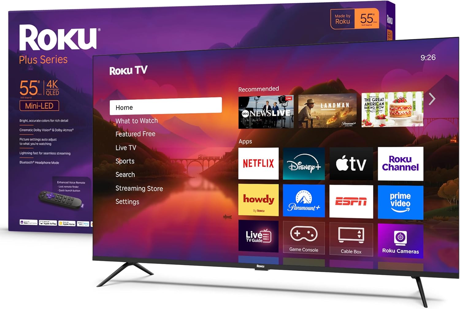 Roku Smart TV – 55-Inch Plus Series, Mini-LED TV – RokuTV with Enhanced Voice Remote –...