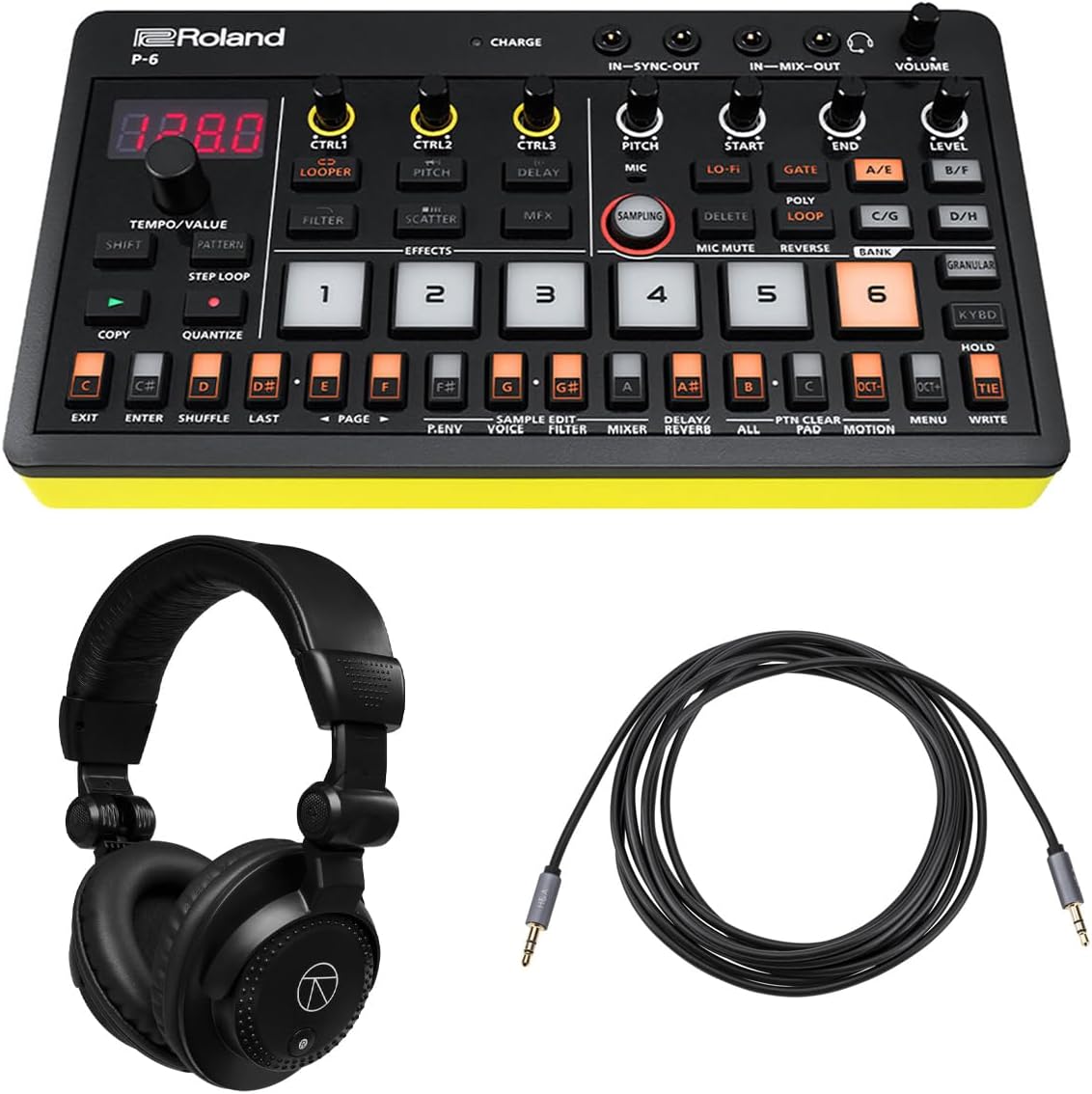 Roland P-6 AIRA Compact Creative Sampler, Bundle with TAPH100 Closed-Back Studio Monitor...