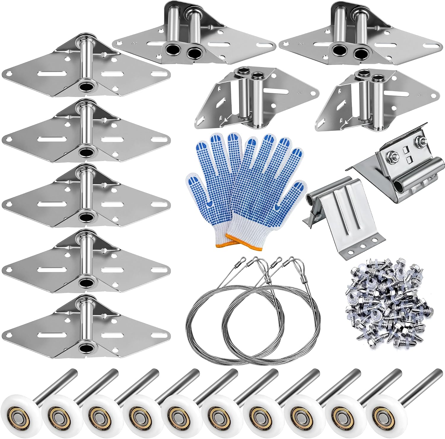 Romalon 2026 Upgraded Garage Door Hardware Kit - 10 Nylon Rollers, 9 Hinges, 2 Top Brackets...