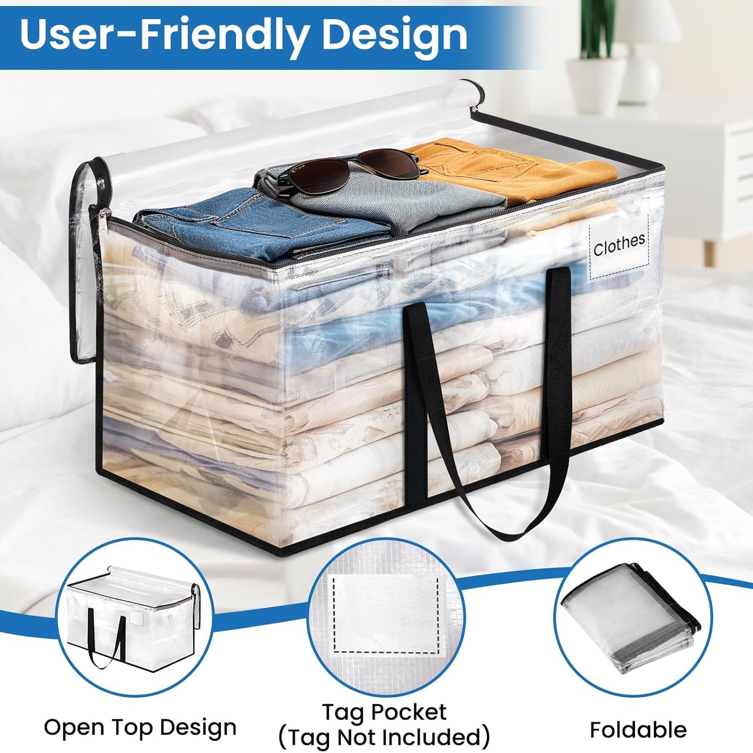 RoomHacks Heavy Duty Clear Moving Bags with Reinforced Handle and Double Zipper, Storage... image