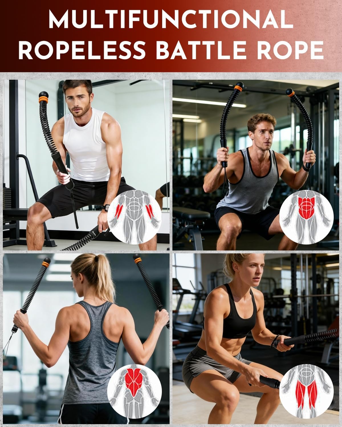 Ropeless Cordless Portable Battle Ropes for Home Gym,Adjustable Weight Z-Rope,Workout... image