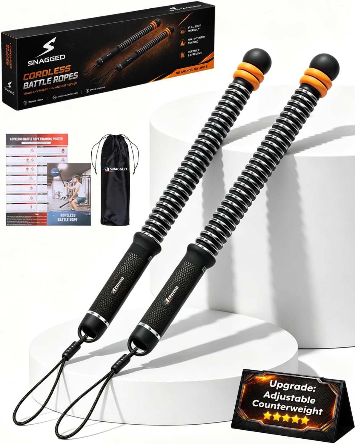 Ropeless Cordless Portable Battle Ropes for Home Gym,Adjustable Weight Z-Rope,Workout...
