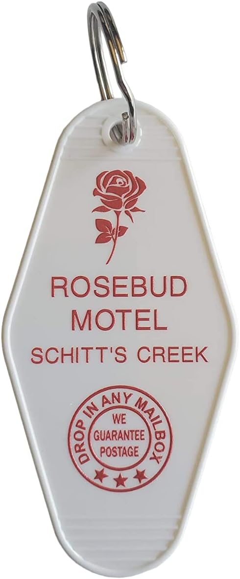 Rosebud Motel Keychain Vintage Inspired Key Ring