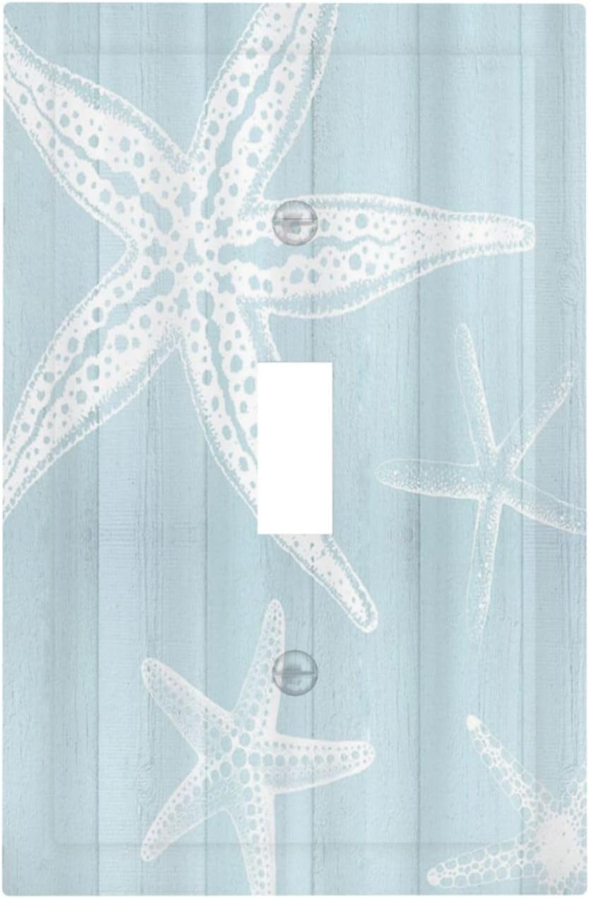 Rustic Beach Starfish Wooden Nautical Vintage Ocean 1 Gang Single Toggle Light Switch Covers...