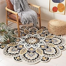 SAFAVIEH Capri Collection 5' Round Ivory/Brown CPR208T Handmade Premium Wool Area Rug