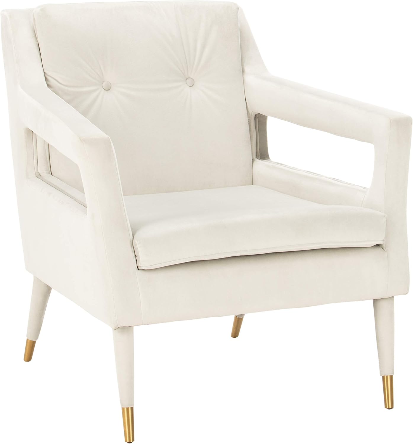 Safavieh Home Mara Retro Glam Silver Velvet and Gold Tufted Accent Chair