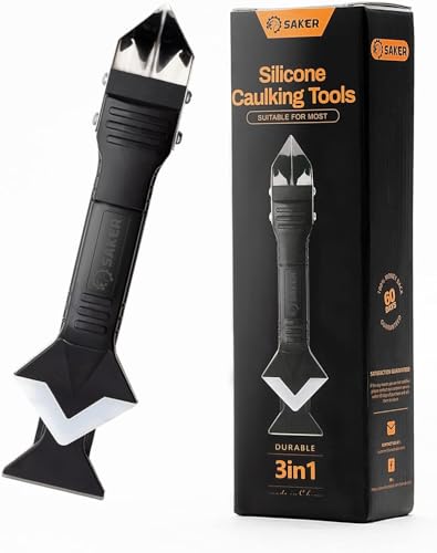 Saker Silicone Caulking Tool 3-in-1 Grout Removal Tool and Sealant Finishing Scraper with...