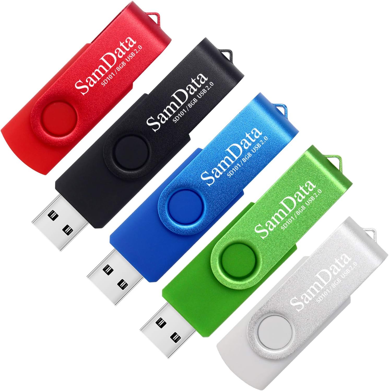 SamData 8GB USB Flash Drives 5 Pack 8GB Thumb Drives Memory Stick Jump Drive with LED Light...